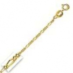 14k Yellow Gold 10 1.3 mm Lite Figaro Chain Anklet - O Ring Clasp - JewelryWeb