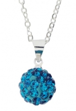 Teal Blue Pave Bead Disco Ball Swarovski Crystal Pendant with 16 Sterling Silver Chain, Lowest Price for a Limited of Time, #8