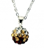 Red, Gold, and White Pave Bead Disco Ball Swarovski Crystal Pendant with 16 Sterling Silver Chain, Lowest Price for a Limited of Time, #6