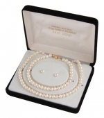 14kt 5mm White Freshwater Onion Cultured Pearl Necklace-Bracelet-Earring Set