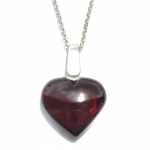 Cherry Amber and Sterling Silver Heart Small Pendant, 18