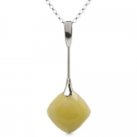 Baltic Butterscotch Amber Sterling Silver Square Necklace 18
