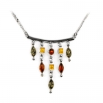 Certified Genuine Multicolor Amber and Sterling Silver Trojan Treasure Necklace