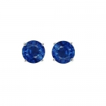 Blue Sapphire Round Cut Cubic Zirconia CZ Silver Stud Earrings (2 ct. 7mm)