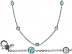 Original Star K(tm) 32 Inch Gems By The Yard Necklace With Cubic Zirconia And Simulated Aquamarine in 925 Sterling Silver
