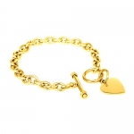 Gold Plated Tiffany Inspired Stainless Steel Heart Tag Bracelet 7.25 Inches
