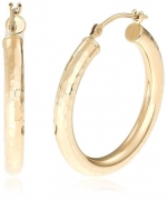 Duragold 14k Yellow Gold Bright-Cut Hoop Earrings