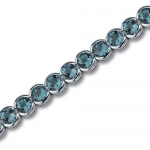 Must Have Firey 19.00 carats total weight Round Cut London Blue Topaz Gemstone Tennis Bracelet in Sterling Silver Rhodium Finish