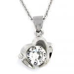 Stainless Steel Cubic Zirconia Heart Necklace