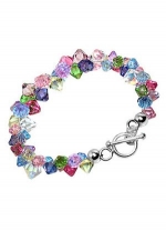 Crystal Bracelet Sterling Silver Multicolor Crystal 7.5 inch Bracelet With Toggle Clasp Made with Swarovski Elements