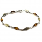 Sterling Silver Multi-color Amber Marquise-shaped Bracelet
