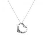 Sterling Silver Designer Style Open Floating Heart Charm Pendant Necklace