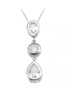 Rhodium Plated Sterling Silver CZ Pendant Necklace with 18 inch Chain