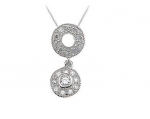 Delicate Vintage Style Sterling Silver Cubic Zirconia CZ Pave Pendant Necklace with 18 inch Chain