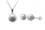 Sterling Silver Freshwater Pearl Earring Pendant Necklace Set (w/ 18 Inch Chain)