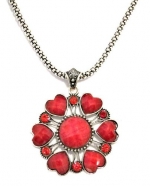 Silvertone Red Crystal 20 Inch Long Necklace Fashion Costume Jewelry