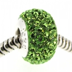 Sterling Silver Birthstone Round Peridot Green Crystal For Pandora Troll European Bead Charm Bracelets August