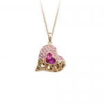 Top Value Jewelry- Enchanting Heart Pendant Necklace for Women with Crystal Accents, 18k Gold Plated, Free 18 Inch Chain