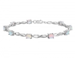 Opal Infinity Bracelet with Diamonds 1.90 Carat (ctw) in Sterling Silver