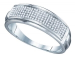 Men's .925 Sterling Silver .25ct Round White Diamond Wedding Engagement Band Ring (see description for sizing details)