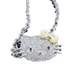 Hello Kitty Cubic Zirconia necklace w/3d gold bow by Jersey Bling ships with FREE gift