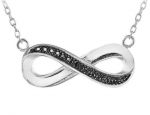Black Diamond Accent Infinity Pendant Necklace in Sterling Silver