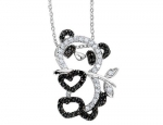 Cheryl M. Cubic Zirconia (CZ) (CZ) Panda Pendant Necklace in Sterling Silver with Chain