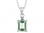 Green Amethyst Pendant Necklace with Diamond Accent 3.0 Carat (ctw) in Sterling Silver with Chain