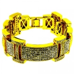 Men's Bling King Bracelet - White Iced Out - 24k Gold Plated - Bling