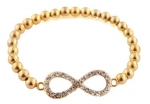 Ladies Gold with Clear Stones Infinity Style Shamballah Stretch Bracelet