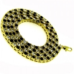 Men's Crystal Chain Necklace - White/Black Iced - 24K Gold Plated - Bling