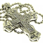 Men's Bling King Cross Pendant - Iced Out - Silver Plated - Bling sp288