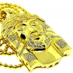 Men's Bling King Jesus Pendant - Iced Out - 24k Gold Plated - Bling