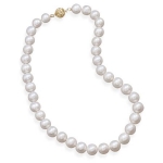 16.5 Inch 9.5-10.5mm Cultured Freshwater Pearl Necklace with a Yellow Gold Clasp