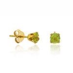 18K Gold over Sterling Silver Peridot 4mm Round Stud Earrings