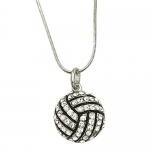 Clear Crystal Volleyball Charm Pendant Necklace Fashion Jewelry