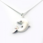 Top Value Jewelry- 925 Sterling Silver Dolphin Pendant, Elegant Women Necklace 18K White Gold Plated, Free 18 Inch Snake Chain - Beautiful Frosted Look!