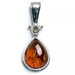 Certified Genuine Honey Amber and Sterling Silver Tear Drop Small Pendant