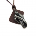 Top Value Jewelry - Dark Brown Leather Adjustable Necklace with Chrome Infinity Pendant