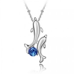 Top Value Jewelry-Dolphin Pendant with Brilliant Sapphire Crystal, Elegant & Fashionable Women Necklace, 18K White Gold Plated, Free 18 Inch Chain - SUPER NICE