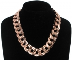 Rose Gold Plated Metal Chain Necklace Chunky Double Link