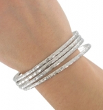 Bracelet Set 4 Sterling Silver Plated Thin Bangle Large Made in USA