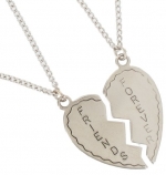 Silver Plated Metal Necklace Bff Set Friends Forever 2 Piece Best Friends Broken Heart Made In Usa