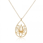 Satya Jewelry Gold Plate Teardrop Lotus Chain Necklace