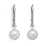 Grade AAA 6.5-7mm Cultured Akoya Pearl Drop Earrings with White Gold Lever Backs