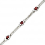 Sterling Silver Garnet Bracelet - 7 Inch