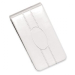 Rhodium-plated Engraveable Oval Center Money Clip