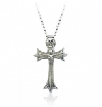 Blue Chip Unlimited - Masculine Skull Cross Pendant in Stainless Steel with 18 Ball Chain Necklace Fashion Necklace