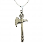 Blue Chip Unlimited - Masculine Skull Topped Axe w/ Latin Script Pendant & 20 Ball Chain Necklace Fashion Jewelry