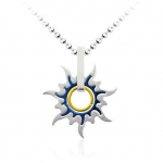 Blue Chip Unlimited - Men's Stainless Steel Tribal Sun Necklace with 18 Ball Chain Necklace Fashion Necklace